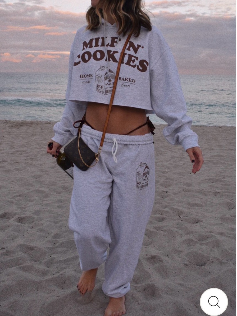 MILF'N' COOKIES Grey Cropped Hoodie & Joggers Set